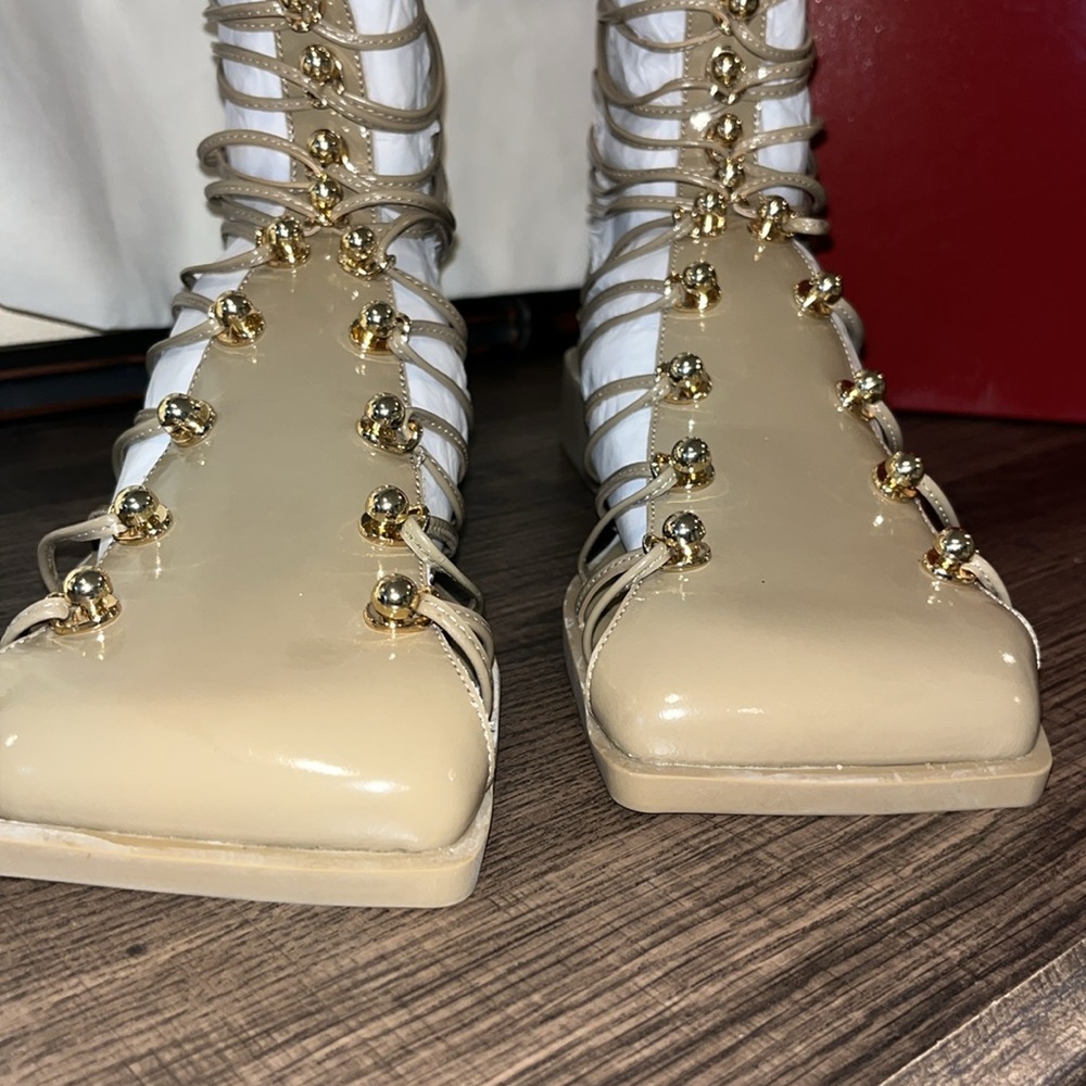 Vivienne Hu Leather Beaded Accents Gladiator Sandals Women's Size: 8 | IT 38 NIB - Picture 7 of 17